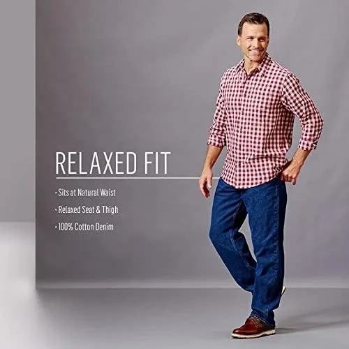 Miniatura 4 de Wrangler Authentics Jeans clásicos para hombre de ajuste relajado, con 5 bolsillos, de algodón