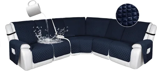 Miniatura 80 de HDCAXKJ Fundas de sofá seccional reclinable 100% impermeable, forma de L, funda de sofá reclinable lavable acolchada suave para mascotas, perro
