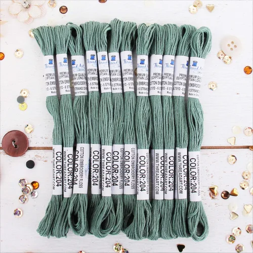Miniatura 17 de 12 madejas ThreadArt Premium de hilo de bordar de algodón egipcio de fibra larga Gris antiguo 6 hilos divisibles de 8.75 yardas cada uno