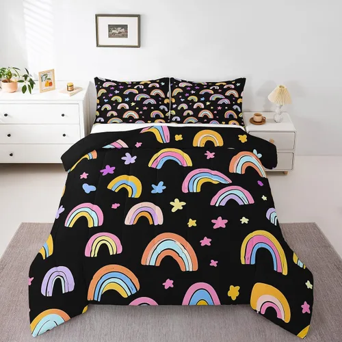 Miniatura 14 de Erosebridal Juego de edredón para niños, tamaño individual para niños y niñas, ropa de cama de dinosaurio degradado, decoración de dormitorio