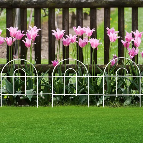 FOREHOGAR Borde decorativo blanco para valla de jardín, 18 pulgadas x 50 pies, alambre de metal para exteriores, valla de jardín, cama de flores,