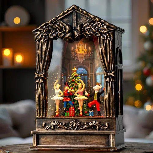 Miniatura 10 de Globo de nieve de Navidad con agua brillante de muñeco de nieve con música y temporizador, linterna iluminada con pilas para regalos de decoración