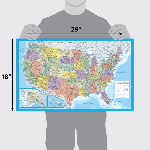 Miniatura 27 de Póster en blanco con diseño de mapa de Estados Unidos laminado, 18 x 29 pulgadas (solo para uso con marcadores de borrado húmedo)