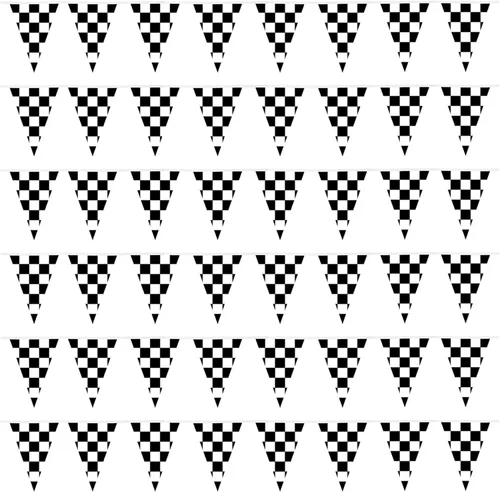 Bandera a cuadros de 100 pies con 48 banderas premontadas en blanco y negro para fiestas de NASCAR, cumpleaños, pared, tribuna