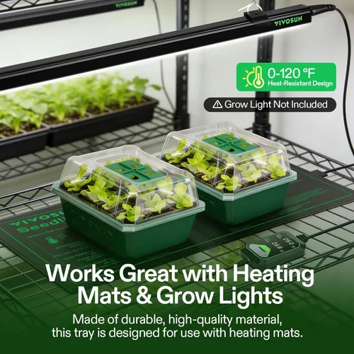 Miniatura 6 de VIVOSUN Paquete de 6 bandejas de inicio de semillas con tapete térmico de plántulas de 10 x 20.75 pulgadas, controlador de temperatura de pantalla