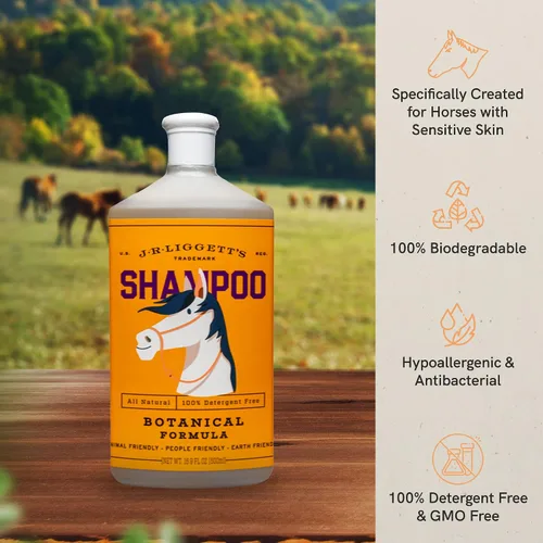 Miniatura 6 de J·R·LIGGETT'S Champú líquido de caballo botánico para pieles sensibles Fórmula de champú biodegradable hipoalergénico para caballos 100%