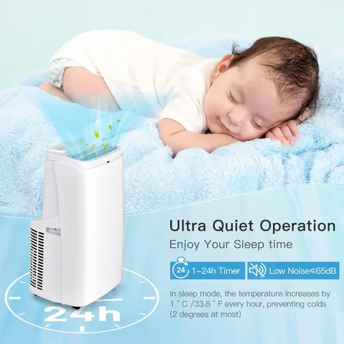 Miniatura 5 de PETSITE Aire acondicionado portátil 9000 BTU, unidad de refrigeración de unidad de CA 3 en 1 con deshumidificador y modos de ventilador