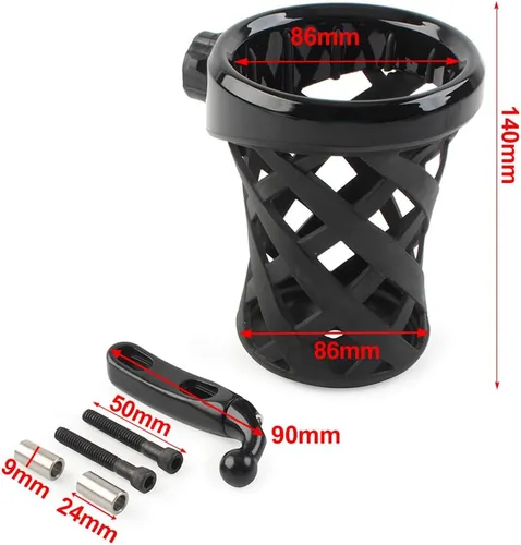 Miniatura 3 de Zhisheng Accesorio para manillar de motocicleta: cesta más larga para bebidas/portavasos para embrague/soporte de percha de freno para Harley, negro