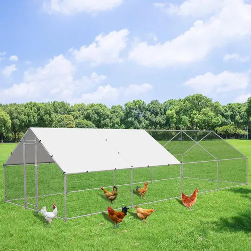 NUGRIART Jaula grande de metal para gallinas, jaula de aves de corral, jaula para patos, casa con cubierta impermeable y anti-UV, galvanizada,