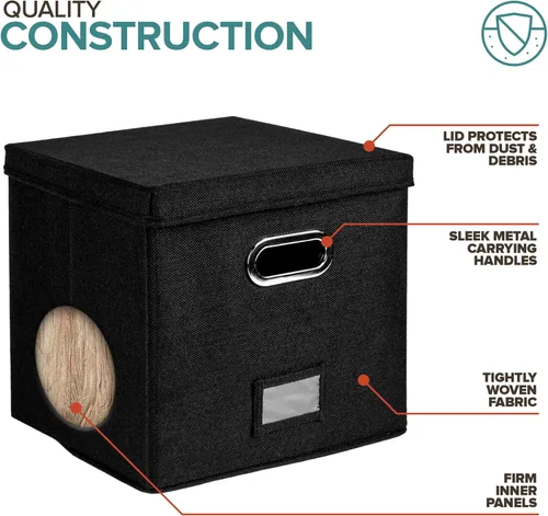 Miniatura 3 de Caja de almacenamiento de discos de vinilo para hasta 50 álbumes de 12 pulgadas, caja de registros, almacenamiento de álbumes LP, cajas