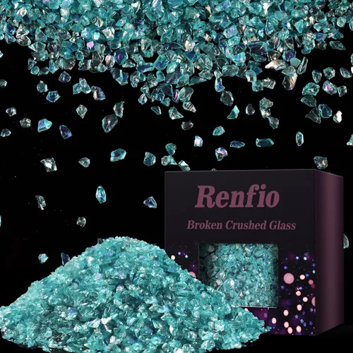 Miniatura 33 de Renfio Fragmentos de purpurina de vidrio triturado roto de 0.079 a 0.157 pulgadas, irregulares, pequeños chips metálicos gruesos, 7 onzas (7.05 oz)