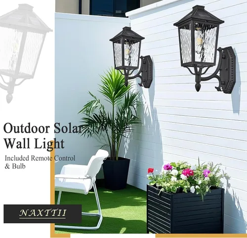 Miniatura 3 de Luces solares de pared para exteriores de 15 pulgadas de altura del anochecer al amanecer, luces solares para exteriores con control remoto, luces