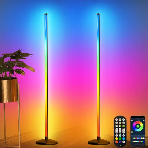 Miniatura 7 de LanAqua Lámpara de Pie de Esquina, Lámpara de Esquina LED RGB Inteligente, Lámpara de Pie LED que Cambia 16 Millones de Colores con Aplicación