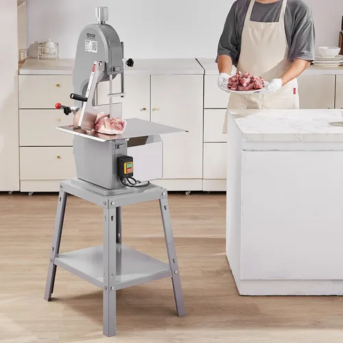 Miniatura 8 de Sierra de banda eléctrica comercial para carne, máquina de sierra ósea vertical de acero inoxidable de 1500W, banco de trabajo de 19.3" x 15