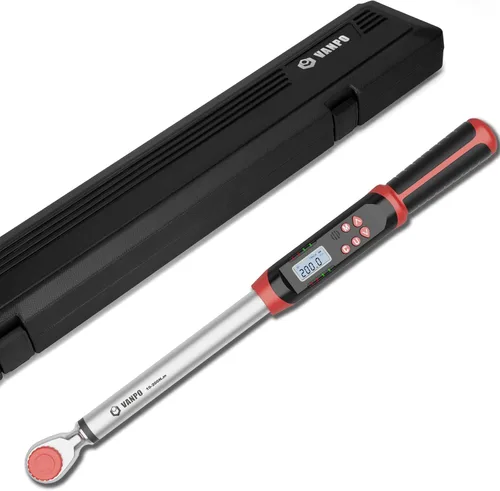 Miniatura 9 de VANPO Llave dinamométrica digital de 1/2 pulgada, 12.5-250.8 ft-lb/17-340Nm, llave dinamométrica electrónica con zumbador e indicador LED, precisa