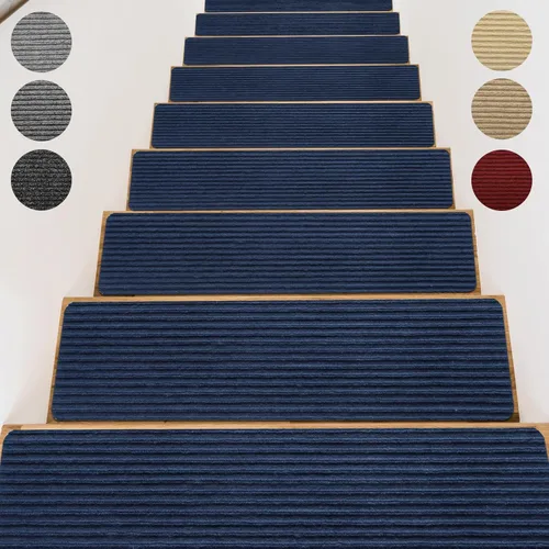 Miniatura 17 de Alfombras para peldaños de madera - Cinta antideslizante para alfombra de escaleras, pelar y pegar con cinta adhesiva doble, juego de 15 hojas