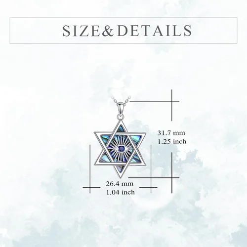 Miniatura 24 de YFN Collar de estrella de David de plata de ley, concha de abulón, árbol de la vida, joyería judía, regalos para mujeres y hombres
