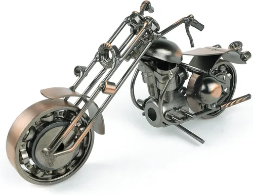 TRANSGOOD Modelo de motocicleta hecho a mano con ruedas giratorias, escultura vintage de bicicleta steampunk de 9 pulgadas, decoración de escritorio