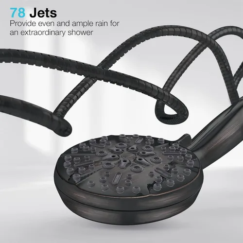 Miniatura 5 de Cabezal de ducha de alta presión ORB con mano - Cabezal de ducha de lluvia multifuncional de alto flujo con manguera extra de 60" de largo y soporte