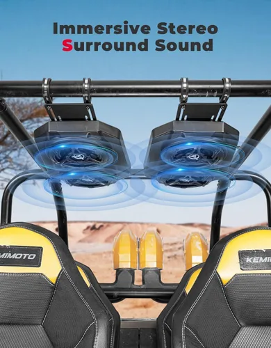 Miniatura 2 de KEMIMOTO Sistema de sonido UTV de 6.5 pulgadas, altavoces UTV, barra de sonido estéreo superior Bluetooth para UTV, se adapta a jaulas de rollo