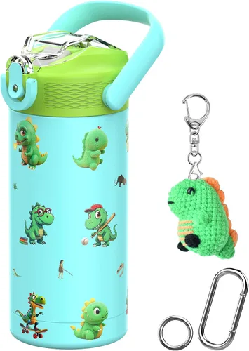 Miniatura 17 de MYFOREST - Botella de agua aislada para niños de 14 onzas / 13.5 fl oz, forro sin olor, 3D Touch No Plastic Taste, Surgical Steel - No Chemical