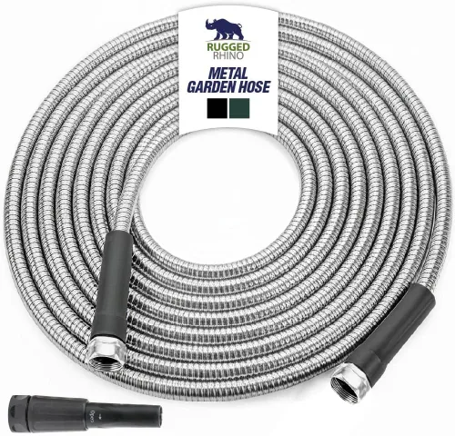 Miniatura 10 de Rugged Rhino Manguera de jardín flexible de servicio pesado y ligera, 25 pies x 5/8 pulgadas, 4 capas a prueba de fugas, herramientas de jardinería
