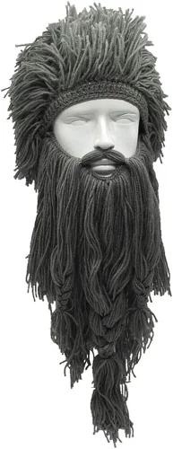 Miniatura 4 de Creative Barbarian Knit Beard Hat Funny Knit Hat Wig Beanie Hat Beard Facemask