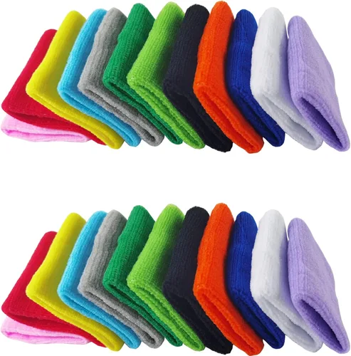 NSBELL 24 pulseras deportivas coloridas de algodón, para hombres y mujeres, buenas para tenis, baloncesto, correr, gimnasio, entrenamiento (12 pares)
