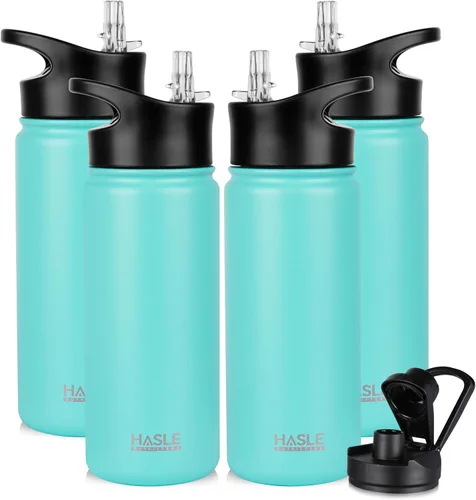 Miniatura 10 de HASLE OUTFITTERS Botella de agua aislada de 16 onzas para niños, botella de agua de acero inoxidable de doble pared al vacío, a prueba de fugas