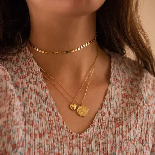 Miniatura 4 de SUFOPE Delicado collar de corazón para mujer, chapado en oro de 14 quilates, oro rosa, plata, pequeño collar con colgante de corazón, gargantilla
