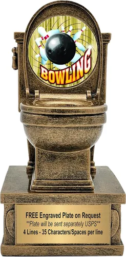 Miniatura 15 de Decade Awards Trofeo de pedestal dorado para inodoro con insertos opcionales, 7 pulgadas de alto, placa grabada bajo petición Golf