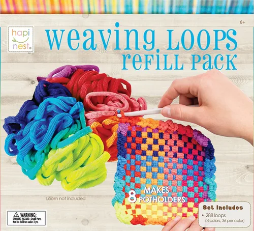 Miniatura 4 de Hapinest Loom Bands - Paquete de recambio para tejer agarraderas para niños, juego de 8 soportes para ollas e incluye 288 bucles en 8