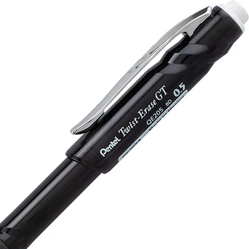 Miniatura 6 de Pentel Twist-Erase GT, 0.020 in, Portaminas Transparente Barril Negro, Caja de 12 (QE205A)
