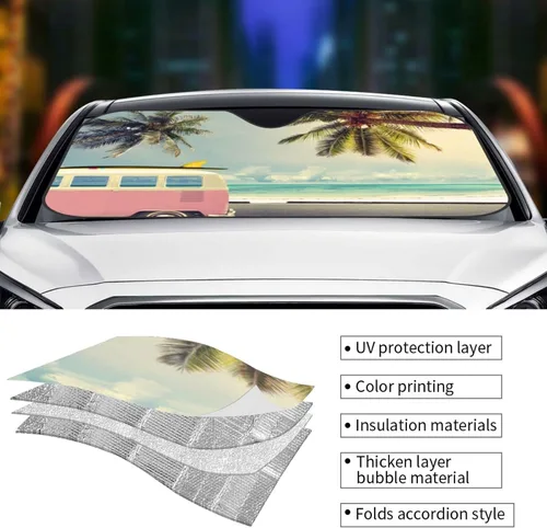 Miniatura 5 de Parasol plegable para parabrisas de automóvil de playa, visera solar para ventana delantera, cubierta de protección solar para automóvil, camión, 2