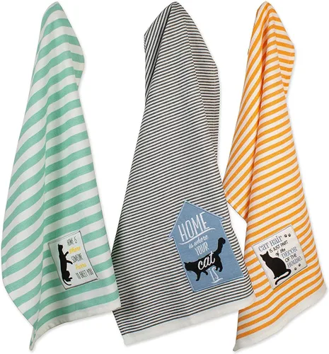 DII Everyday Pets Kitchen Collection - Juego de toallas absorbentes de cocina, 18 x 28 pulgadas, Cat's Meow, 3 unidades Miau de gato