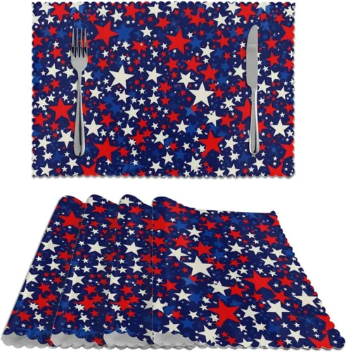 Miniatura 2 de American Patriotic Freedom Stars - Juego de 4 manteles individuales, antideslizantes, resistentes al calor, lavables, para cocina, comedor