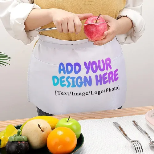 Miniatura 5 de AXKEUDO Delantal personalizado con bolsillos, delantales de cintura para camarera para cocinar en casa, restaurante, servir trabajo