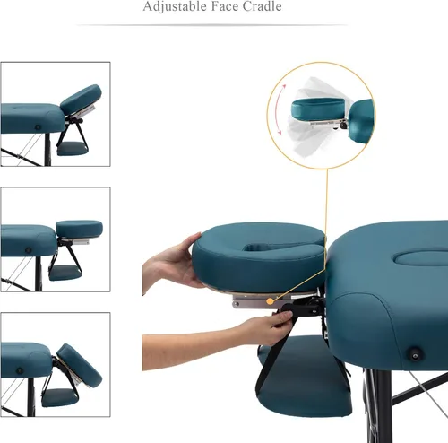Miniatura 3 de Mesa de masaje plegable portátil ligera de 28 pulgadas de ancho, 3 pulgadas, para salón facial, spa, cama de tatuaje con patas de aluminio