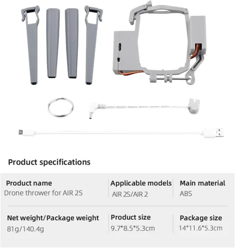 Miniatura 7 de Sistema Airdrop para D-JI AIR 2S/Air 2 Drone Propuesta de boda Dispositivo de entrega Dispensador Lanzador Remoto Caída Transporte Regalo
