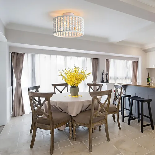 Miniatura 7 de tewei Candelabro de Cuentas de Madera, Accesorio de Luz de Techo Semi Empotrado Estilo Boho para Cuarto de Bebé, Candelabro Rústico de 3 Luces