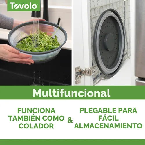 Miniatura 4 de Tovolo Cubierta de salpicaduras para microondas para alimentos, mediana (carbón) - Tapa protectora de salpicaduras de silicona plegable y ventilada