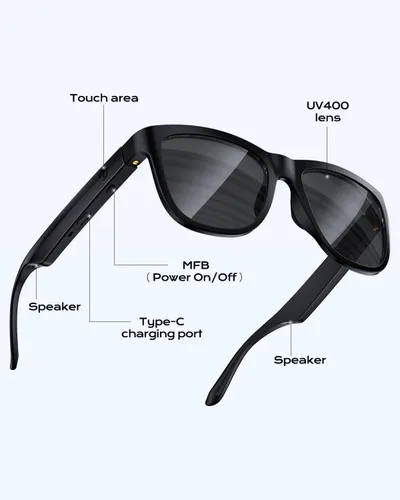 Miniatura 12 de XO Simple is Beauty Gafas inteligentes con Bluetooth, micrófono y altavoces incorporados, gafas de sol inalámbricas inteligentes con auriculares