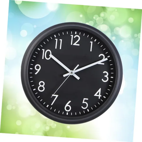 Miniatura 6 de Amosfun Reloj de pared silencioso redondo de 10 pulgadas con pilas Reloj de cuarzo para sala de estar dormitorio Negro