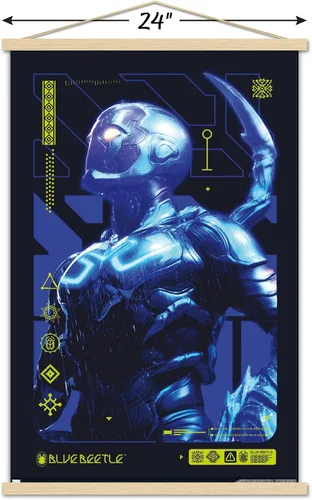 Miniatura 3 de Trends International DC Comics Movie Blue Beetle - Póster de pared Biotech, 22.37 x 34.00 pulgadas, paquete de impresión y colgador de madera de haya
