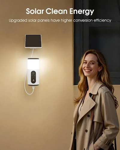 Miniatura 3 de ARCCTV Cámara de reflector con panel solar, cámaras de seguridad alimentadas por batería de 4MP para seguridad del hogar, audio de 2 vías, sensor