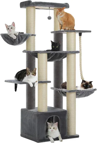 Miniatura 10 de Árbol para gatos resistente de 67 pulgadas para gatos grandes adultos de interior, torre XXL para gatos con 13 postes rascadores gruesos (φ4.3)