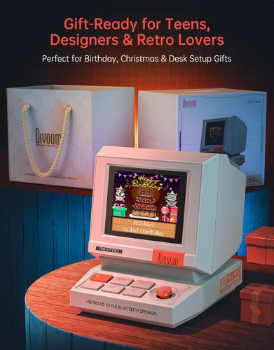 Miniatura 13 de Divoom MiniToo Retro Altavoz de Computadora de Estilo PC, Pantalla de Pixeles Inteligente con Caras Personalizadas, Bluetooth y Audio USB, Reloj