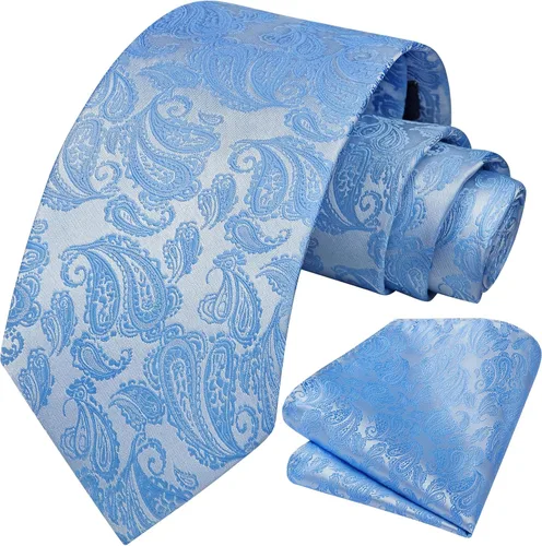 Miniatura 117 de HISDERN Corbatas para hombre, corbata de cachemira y bolsillo cuadrado tejido clásico floral para hombre, corbata de fiesta de boda