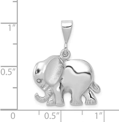 Miniatura 4 de Colgante de elefante de oro blanco sólido de 14 quilates (0,75 x 0,98 pulgadas)