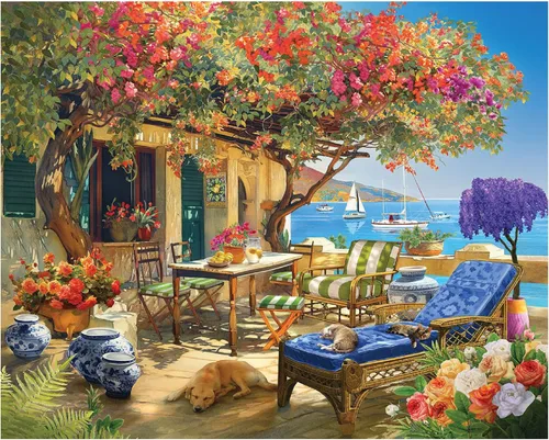 Miniatura 3 de White Mountain Rompecabezas de 1000 piezas con vista al mar y piezas grandes para adultos y familia, 24 x 30 pulgadas, paraíso costero